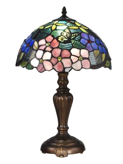 Table Lamp DALE TIFFANY FOX PEONY Reeding and Leaf Detail on the Base Dome