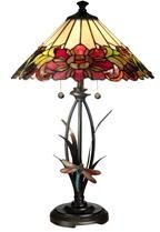 Table Lamp DALE TIFFANY 2-Light Antique Bronze Metal Hand-Rolled Shades