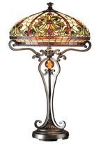 Dale Tiffany Boehme Table Lamp, Hand-Rolled Art Glass, Resin Base, Pull Chains