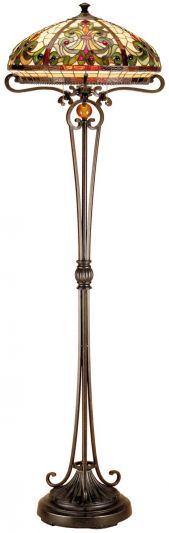 Dale Tiffany Floor Lamp, Boehme, Hand-Rolled Art Glass, Earthtones, Pull Chains