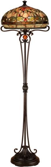 Dale Tiffany Floor Lamp, Briar Lamp, Dragonfly Mosaic, Metal/Antique Bronze