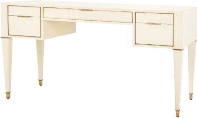 Desk BUNGALOW 5 HUNTER Neo-Classical Classical Antique Brass Hardware Ivory