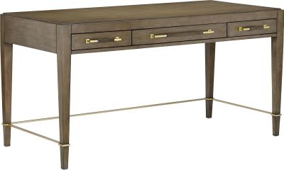 Desk CURREY VERONA Chanterelle Champagne Coffee Brown Brass Iron Mahogany