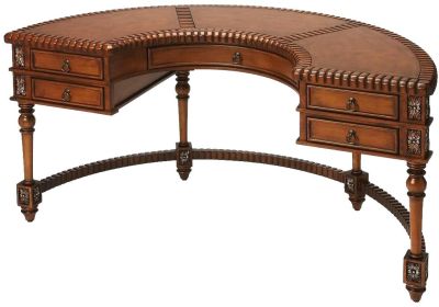 Desk Connoisseurs Distressed Solid Wood Leather Resin Hand-Carved Carved 5