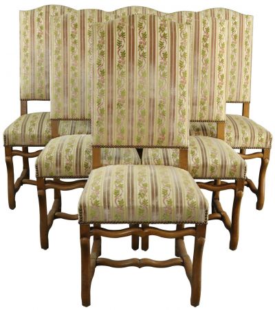 Dining Chairs Sheepbone French Vintage 1930 Light Oak Wood, Pink Green Floral