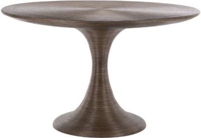 Dining Table BUNGALOW 5 ROPE Pedestal Base Gray Lacquered Natural Solid