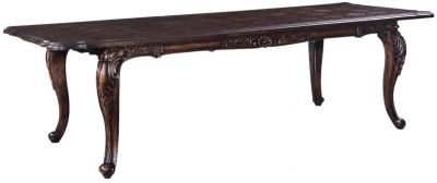 Dining Table French Traditional Parquet Top Carved Legs Extension Leaf