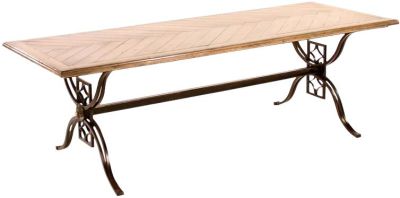 Dining Table LUGO Gray Wash Brass Solid Wood Square Stock Iron Handmade in the