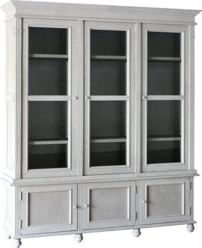 Display Cabinet COLLIS Antique White Sealed Reclaimed Pine Glass Door Wood