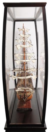 Display Case Traditional Antique Curved Sides Dark Mahogany Painted Plexiglass