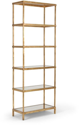 Display Shelf Shelves Antique Gold Leaf Iron Mirrored Mirror 5 -Shelf