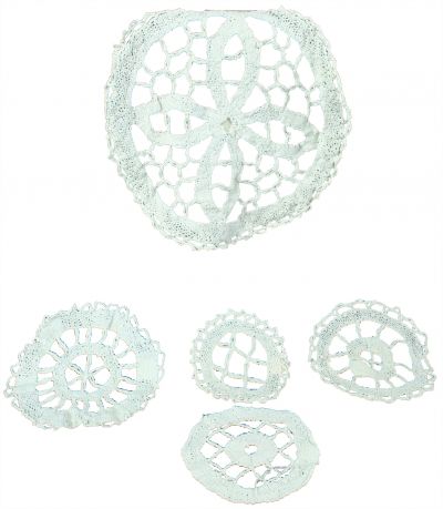 Doily Set 5 Belgian Lace 1950 Vintage Handmade Hand-Crafted Decorative