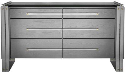 Dresser Metallic Silver Black Iron Solid American Birch Brass Soft-Closing