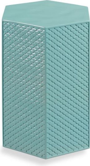 Drinks Table End Side WOODBRIDGE POSEIDON Hexagonal Jetstream Green Cast R