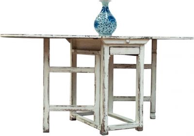 Drop-Leaf Table End Side SARREID CHARLIES Coastal Beach White Wash Wood