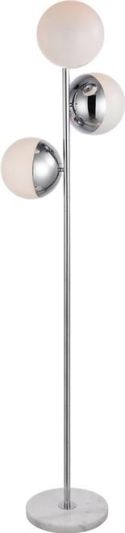 Floor Lamp ECLIPSE Transitional 3-Light Chrome Milk White Glass Marble Wire