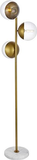 Floor Lamp ECLIPSE Transitional 3-Light Clear Brass Glass Wire Marble Shades