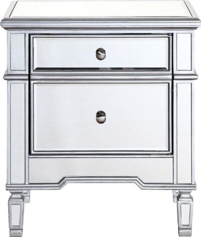 Side Cabinet Contemporary Brushed Steel Silver Solid Wood Mirror Carved Feet