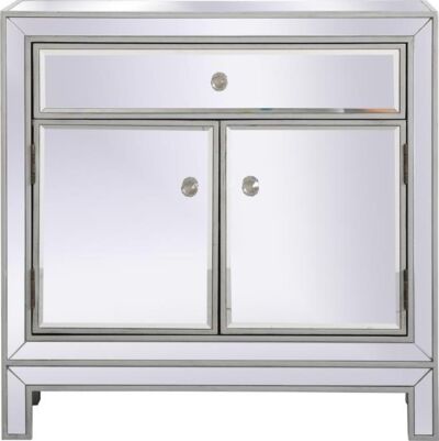 Side Cabinet 29-In Antique Silver Solid Wood Mirror
