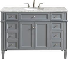 Vanity Cabinet Sink Gray Chrome Solid Wood 2 -Door 8 -Drawer