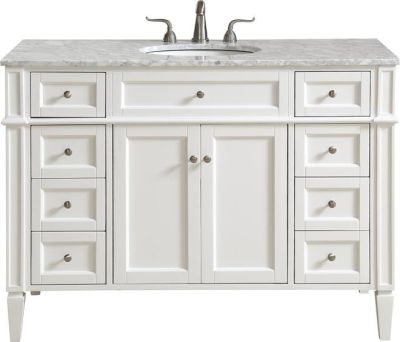 Vanity Cabinet Sink White Chrome Solid Wood 2 -Door 8 -Drawer