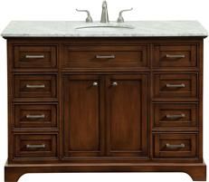 Vanity Cabinet Sink Brushed Steel Teak Solid Wood 2 -Door 8 -Drawer
