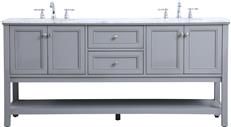 Bathroom Vanity Sink Contemporary Double 72-In Brushed Nickel Gray Silver Solid