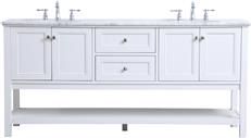 Bathroom Vanity Sink Contemporary Double 72-In Brushed Nickel White Silver