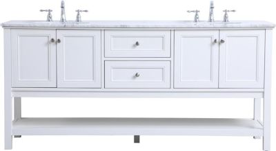 Bathroom Vanity Sink Contemporary Double 72-In Brushed Nickel White Silver