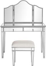 Vanity Table Contemporary Silver Painted Brushed Steel Mirror Hand-