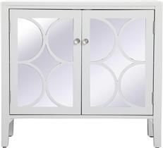 Accent Cabinet Transitional White Solid Wood Mirror