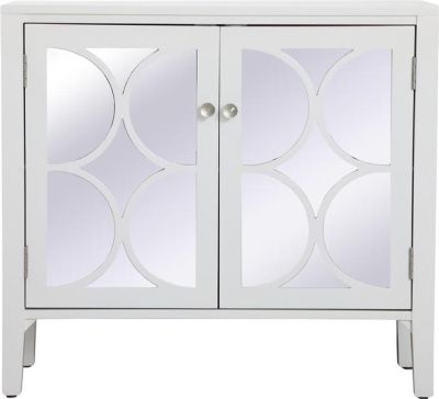 Accent Cabinet Transitional White Solid Wood Mirror