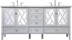 Bathroom Vanity Sink Contemporary Double Clear Gray Brushed Nickel Silver