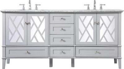 Bathroom Vanity Sink Contemporary Double Clear Gray Brushed Nickel Silver