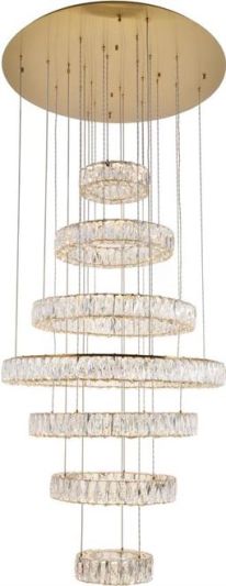 Chandelier MONROE Contemporary Crystal Clear Gold Royal-Cut Adjustable Hanging