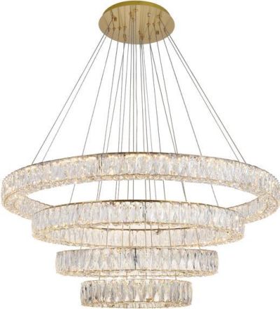 Chandelier MONROE Contemporary Gold Crystal Clear Royal-Cut Adjustable Hanging