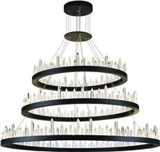 Chandelier MALTA 128-Light Polished Nickel Satin Dark Gray Crystal Metal LED