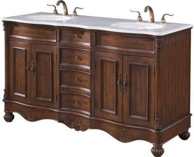 Vanity Cabinet Sink WINDSOR Traditional Antique Oval Turned Bun Feet Double