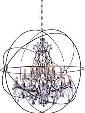 Pendant Lamp GENEVA 25-Light Dark Bronze Clear Crystal Royal-Cut Candelabra E12