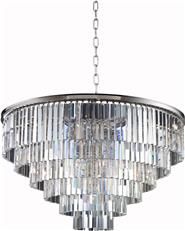 Pendant Lamp SYDNEY 33-Light Polished Nickel Golden Teak Smoky Crystal Gold