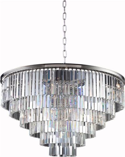 Pendant Lamp SYDNEY 33-Light Polished Nickel Golden Teak Smoky Crystal Gold