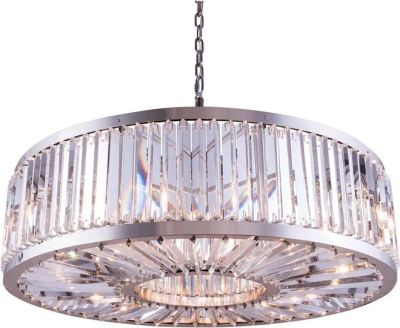 Pendant Lamp CHELSEA 10-Light Silver Gray Polished Nickel Royal-Cut Crystal