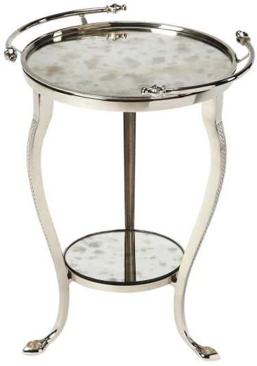 End Table Side Art Nouveau Modern Expressions Antiqued Distressed Aluminum Iron