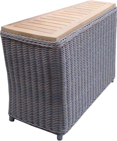 End Table Side PADMAS PLANTATION BARBADOS Powder-Coated Teak Top Aluminum Frame