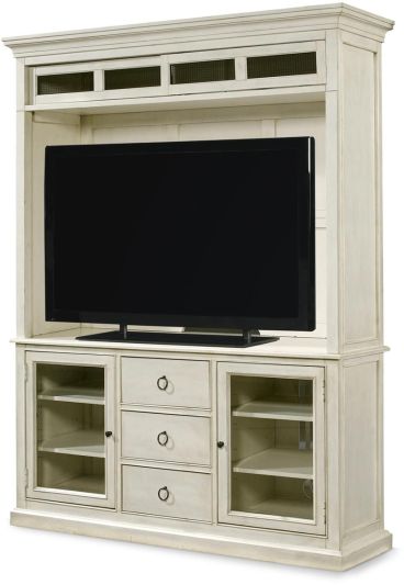 Entertainment Console with Hutch Center Media UNIVERSAL SUMMER HILL Cotton