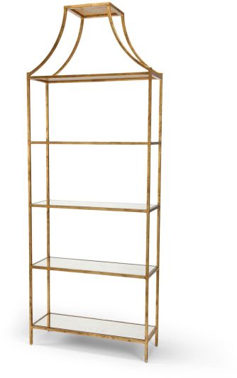 Etagere Shelves LISA KAHN Classic Antique Gold Leaf Iron 4 -Shelf