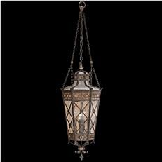 CHATEAU Lantern Outdoor 4-Light Medium Umber Patina Antiqued Gold Accents