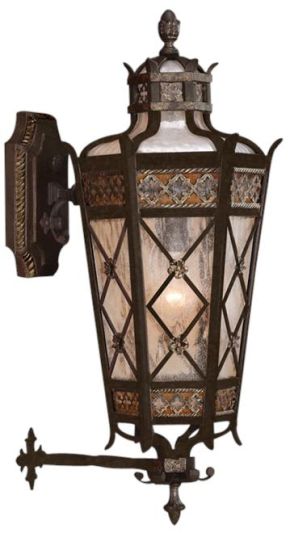 Wall Sconce CHATEAU Outdoor 1-Light Small Umber Patina Gold Accents Antiqued