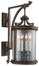 Wall Sconce LOUVRE 4-Light Bronze Antiqued Hand-Blown Glass Candelabra E12 60W