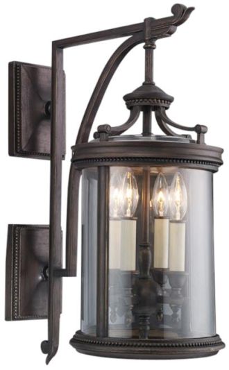 Wall Sconce LOUVRE 4-Light Antiqued Bronze Antique White Gold Hand-Blown Glass